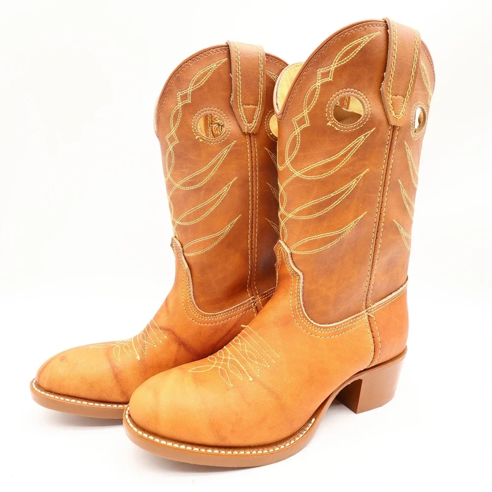 Acme Vintage Cowboy Boots Kids 3.5 D Russet Driftwood Leather New In Box